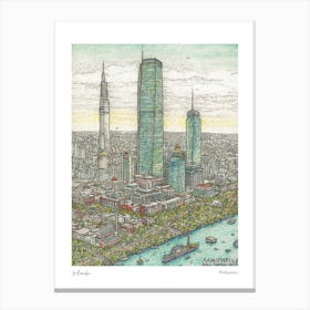 Manila Philippines Drawing Pencil Style 2 Travel Poster Canvas Print
