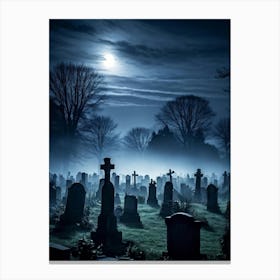 Graveyard At Night 21 Canvas Print