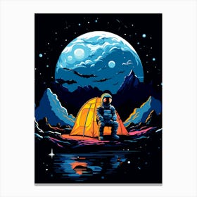 Astronaut camping On The Moon Canvas Print