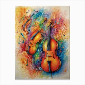 Cello And Music Notes Canvas Print