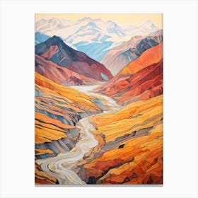 Autumn National Park Painting Aletsch Glacier Switzerland 2 Canvas Print