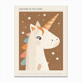 Unicorn With The Stars Muted Mocha Pastels 1 Poster Canvas Print