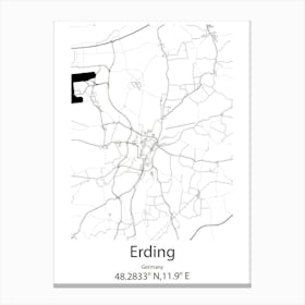 Erding,Germany Minimalist Map Canvas Print