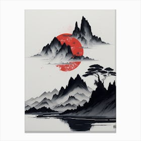 Chinese Landscape Mountains Ink Painting (15) Canvas Print