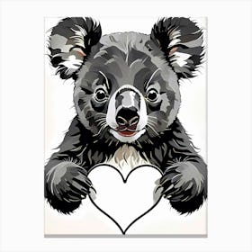 I Love Koalas A Koala Holding A Heart Canvas Print
