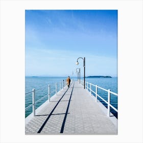 Person Walking On Sunlit Pier 17077792 Canvas Print