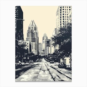 Duotone Illustration Austin Austin Texas 3 Canvas Print