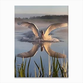 Swan On A Lake Canvas Print