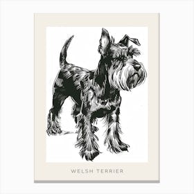 Welsh Terrier Dog Line Sketch 1 Poster Canvas Print