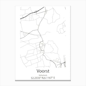 Voorst,Netherlands Minimalist Map Canvas Print