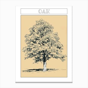 Oak Tree Minimalistic Drawing 2 Poster Canvas Print