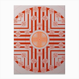 Geometric Abstract Glyph Circle Array in Tomato Red n.0157 Canvas Print