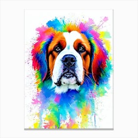 St Bernard Rainbow Oil [Ainting dog Canvas Print