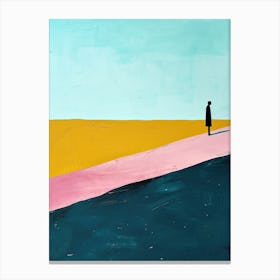 Man Walking In The Desert, Minimalism 1 Canvas Print