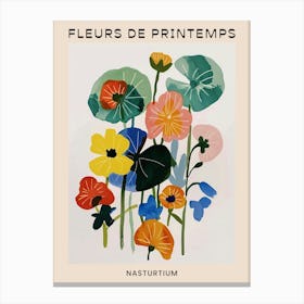 Spring Floral French Poster  Nasturtium 1 Canvas Print