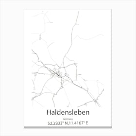 Haldensleben,Germany Minimalist Map Canvas Print