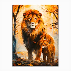 Lion And Cub Canvas Print