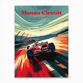 Monza Circuit Grand Prix Ferrari Digital Travel Art Canvas Print