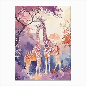 Lilac Giraffe Watercolour Style Illustration 7 Canvas Print