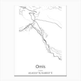 Omis,Croatia Minimalist Map Canvas Print