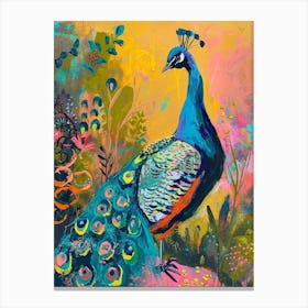 Colourful Brushstroke Peacock 9 Canvas Print
