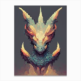 Dragon Head Fire Pixel Art Canvas Print