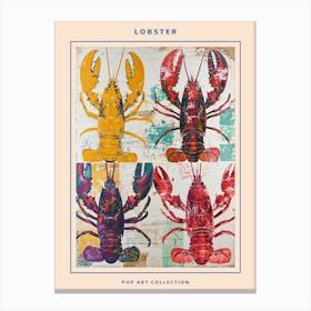 Kitsch Pop Art Lobster Tile Poster Canvas Print