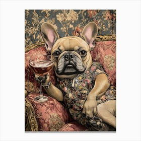 Tapestry Frenchie Drinking 8 Canvas Print