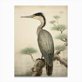 Ohara Koson Inspired Bird Painting Cormorant 2 Canvas Print