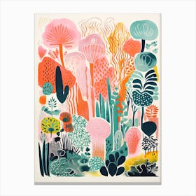 Sydney Royal Botanical Gardens Abstract Riso Style 3 Canvas Print