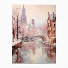 Dreamy Winter Painting Bruges Belgium 2 Canvas Print