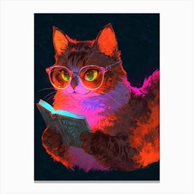 Cat Reading A Book Canvas Print