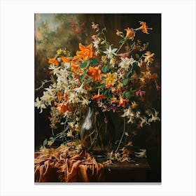 Baroque Floral Still Life Columbine 1 Canvas Print