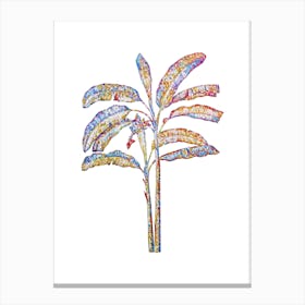 Stained Glass Banana Tree Mosaic Botanical Illustration on White Canvas Print
