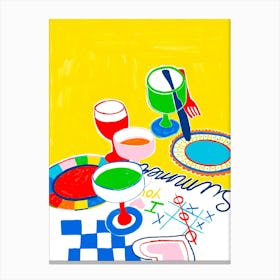 Games at the dinner table Canvas Print