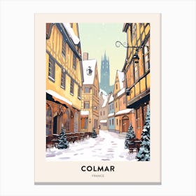Vintage Winter Travel Poster Colmar France 1 Canvas Print