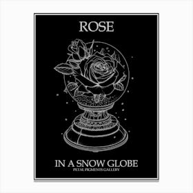 Rose In A Snow Globe Line Drawing 3 Poster Inverted Canvas Print