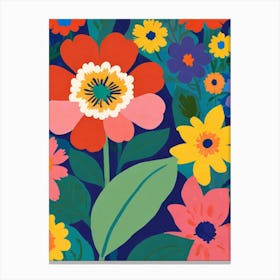 Flowers On A Blue Background Canvas Print