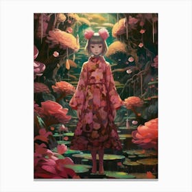 Girl In A Pink Dress Canvas Print