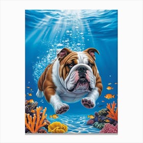 Bulldog Under The Sea 3 Canvas Print