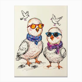 Pigeons In Sunglasses Canvas Print