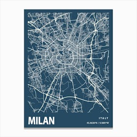 Milan Blueprint City Map 1 Canvas Print