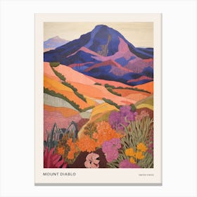 Mount Diablo United States 2 Colourful Mountain Illustration Poster Canvas Print