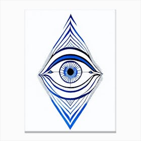 The Ajna Chakra, Symbol, Third Eye Blue & White 5 Canvas Print