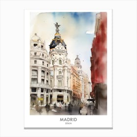 Madrid 1 Watercolour Travel Poster Canvas Print