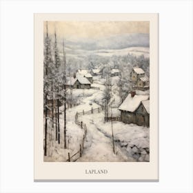 Vintage Winter Painting Poster Lapland Finland 2 Canvas Print