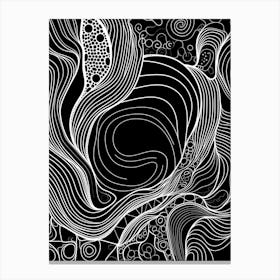 Wavy Sketch In Black And White Line Art 24 Canvas Print