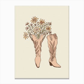 Cowgirl Boots With Flowers Canvas Print