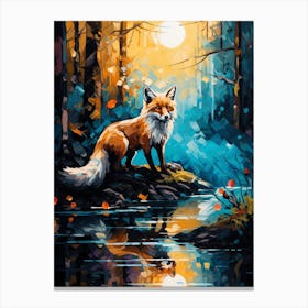Red Fox Forest Painting 1 Canvas Print