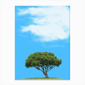 Lone Tree On A Green Field Canvas Print